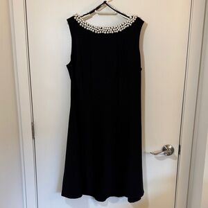 Karl Lagerfeld Black Sleeveless A -Line Dress with Pearl Collar XL